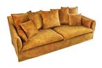 Sofa Heaven 3-zits 210cm mosterdgeel fluweel/ 40831, Nieuw, Ophalen of Verzenden