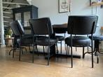 Set van 6 leren eetkamerstoelen met kruisframe - zwart leer, Overige kleuren, Nieuw, Leer, Ophalen of Verzenden