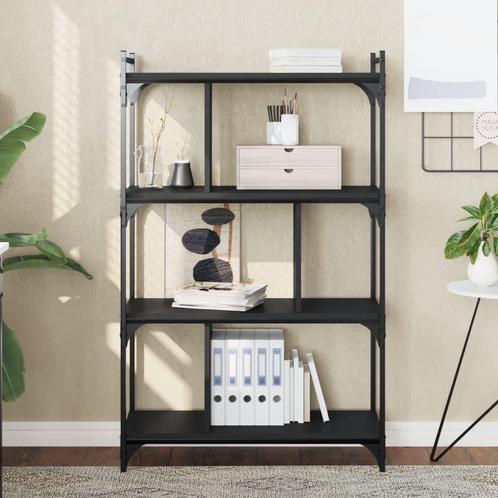 vidaXL Boekenkast 4-laags 76x32x123 cm bewerkt hout zwart, Huis en Inrichting, Kasten | Boekenkasten, Nieuw, Overige houtsoorten