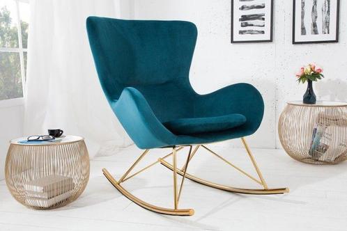 Design schommelstoel SCANDINAVIA SWING turquoise goud, Huis en Inrichting, Fauteuils, Ophalen of Verzenden