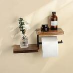 Houten Wand Toiletrolhouder met Metalen Beugel, Verzenden, Nieuw