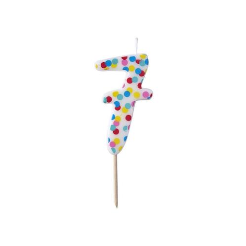 Kaars 7 Jaar Stippen 9cm, Hobby en Vrije tijd, Feestartikelen, Nieuw, Verzenden