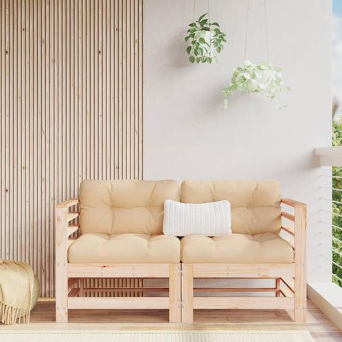 vidaXL Hoekbanken 2 st met kussens massief grenenhout, Tuin en Terras, Tuinsets en Loungesets, Nieuw, Verzenden