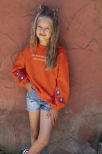 Wijde Sweater met Pofmouwen – Luxe Geborduurde Details, Meisje, Trui of Vest, Nieuw