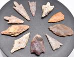 Chalcolithisch Jasper, Flint 10 pijlpunten (Zonder