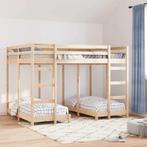 vidaXL Drie-hoog Bunk Bed Frame Bruin 140 x 200 cm Massief, Verzenden, Nieuw, Bruin, Hout