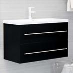 vidaXL Wastafelkast 80x38,5x48 cm bewerkt hout zwart, Huis en Inrichting, Badkamer | Badkamermeubels, Verzenden, Nieuw, Minder dan 100 cm