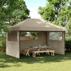 vidaXL Partytent inklapbaar pop-up met 3 zijwanden taupe, Verzenden, Nieuw, Partytent