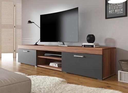 TV-Meubel Slim - Grijs - Eiken - 200 cm - TVKast - Modern, Huis en Inrichting, Kasten | Televisiemeubels, 200 cm of meer, 25 tot 50 cm
