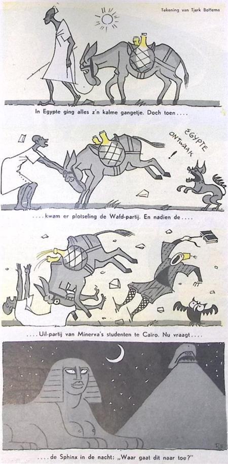 Spotprent over de opkomst van de Wafd-partij in Egypte, Antiek en Kunst, Kunst | Litho's en Zeefdrukken, Verzenden