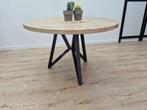 Mooie nieuwe ronde eiken tafel met Vlinder Poot onderstel, Ronde Tafel rond massief eiken 110 100 120 130 140 150 160 180, Overige houtsoorten