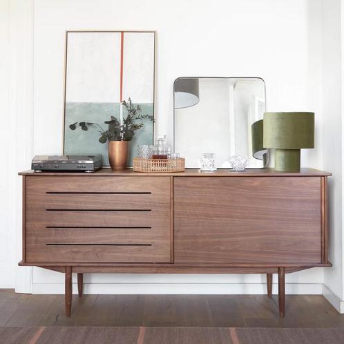 *WOONWINKEL* Kave Home Carolin Walnoot Dressoir Vintage Retr, Huis en Inrichting, Kasten | Dressoirs, Nieuw, Verzenden