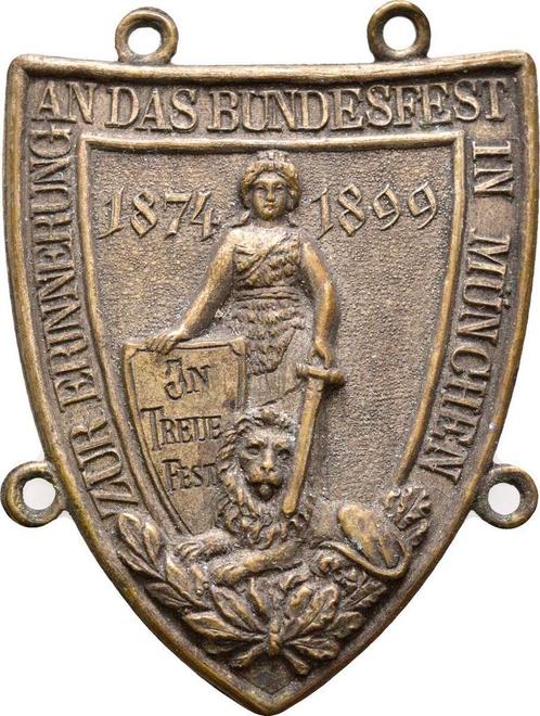 Plakette auf das Bundesfest 1899 Bayern Muenchen Stadt:, Postzegels en Munten, Penningen en Medailles, Verzenden