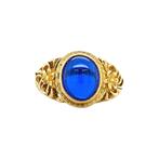 Gouden ring met blauw glas 18 krt, Sieraden, Tassen en Uiterlijk, Ringen, Ophalen of Verzenden, Nieuw