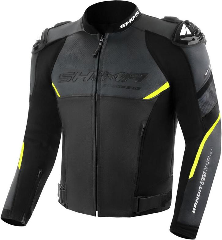 SHIMA Bandit 2.0 Perforated Zwart Geel Leren Motorjas, Motoren, Kleding | Motorkleding, Heren, Nieuw met kaartje, Jas | leer, Verzenden