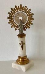 Beeldhouwwerk - Maagd van de zuil - 24 cm - Albast, Tin -