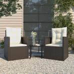 vidaXL 3-delige Loungeset met kussens poly rattan zwart, Tuin en Terras, 3 zitplaatsen, Nieuw, Loungeset, Verzenden
