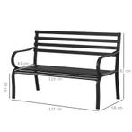 TRUUSK Tuinbank Metaal 2-Zits Zwart - 127 x 58 x 82 cm - Sti, Tuin en Terras, Tuinbanken, Verzenden, Nieuw