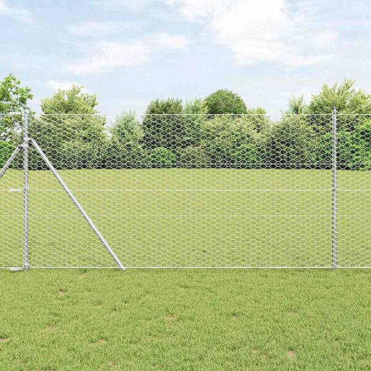 vidaXL Hexagon Hek Zilver 1,4 x 100 m Gegalvaniseerd staal, Tuin en Terras, Schuttingen, Nieuw, IJzer, Verzenden