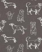 Canvas Katoen Honden Grijs, Hobby en Vrije tijd, Stoffen en Lappen, Nieuw, Grijs