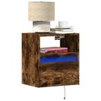 vidaXL Nachtkastjes met LEDs 2 st wandgemonteerd gerookt, Verzenden, Nieuw, Hout