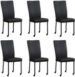 Set van 6 Zwarte leren moderne eetkamerstoelen - poot vierka, Huis en Inrichting, Stoelen, Overige kleuren, Nieuw, Leer, Ophalen of Verzenden