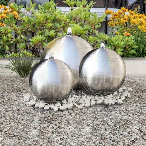 vidaXL 3-delige Fonteinbollenset met LEDs roestvrij staal, Tuin en Terras, Waterpartijen en Fonteinen, Nieuw, Verzenden