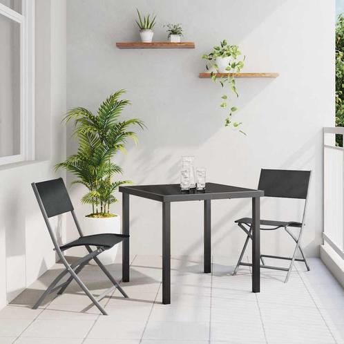 vidaXL Tuin Eetset 3 pcs Zwart Textilene en staal, Tuin en Terras, Tuinsets en Loungesets, Nieuw, Textileen, Verzenden