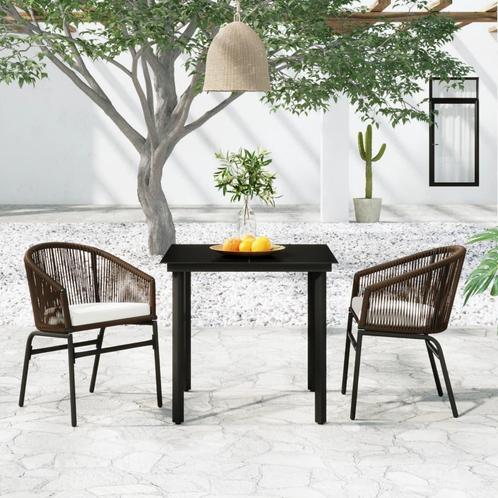 vidaXL 3-delige Tuinset bruin, Tuin en Terras, Tuinsets en Loungesets, Tuinset, Nieuw, 2 zitplaatsen, Kunststof, Verzenden