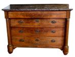 Commode met marmeren blad - Mahonie en eikenhout - 19e eeuw