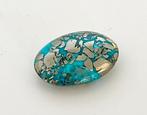 Nischapur Türkis met Pyriet - 25 ct Cabochon- 5 g, Verzamelen, Mineralen en Fossielen