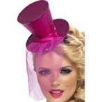 Mini hoge hoed op hoofdband roze - Feesthoeden overig, Nieuw, Ophalen of Verzenden