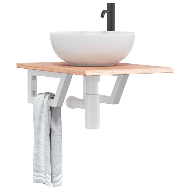 vidaXL Badkamer wandschap staal en massief eikenhout, Huis en Inrichting, Tafels | Kaptafels, Nieuw, Verzenden