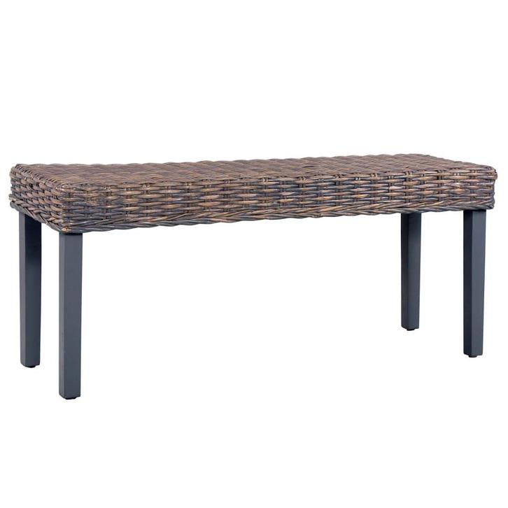 vidaXL Bankje 110 cm natuurlijk kubu rattan en massief, Huis en Inrichting, Tafels | Eettafels, Nieuw, Verzenden