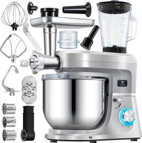 KESSER® 3-in-1 keukenmachine - Kneedmachine - 5,5L - Zilver, Witgoed en Apparatuur, Eierkokers, Nieuw, Verzenden