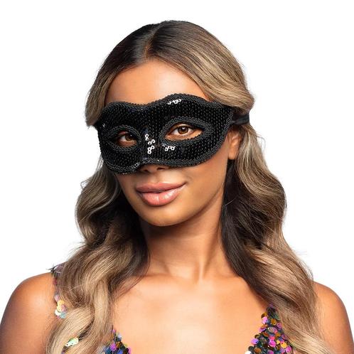 Zwarte Oogmasker Pailletten, Hobby en Vrije tijd, Feestartikelen, Nieuw, Verzenden