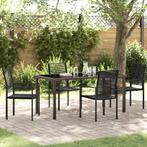 vidaXL 5-delige Tuin Eetset Zwart PVC Rattan, Verzenden, Nieuw, Kunststof