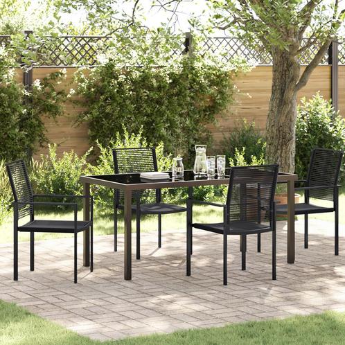 vidaXL 5-delige Tuin Eetset Zwart PVC Rattan, Tuin en Terras, Tuinsets en Loungesets, Nieuw, Kunststof, Verzenden