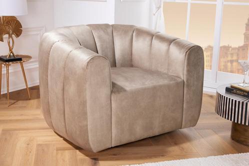 Draaibare design fauteuil BABYLON champagne fluwelen lounge, Huis en Inrichting, Fauteuils, Ophalen of Verzenden
