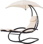 Luxe Ligstoel Tuin Beige | Tweedekansje | Parasol | 40% KRT, Tuin en Terras, Ophalen of Verzenden, Nieuw, Verstelbaar