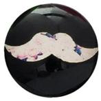 Fako Bijoux® - Click Button - Glas - Snor Zwart/Wit, Verzenden, Nieuw