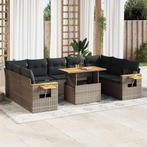 vidaXL 10-delige Loungeset met kussens poly rattan acacia, Verzenden, Nieuw, Rotan, Loungeset