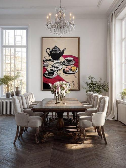 Flavia Delgado - La mesa está servida XL (NO RESERVE), Antiek en Kunst, Kunst | Schilderijen | Modern