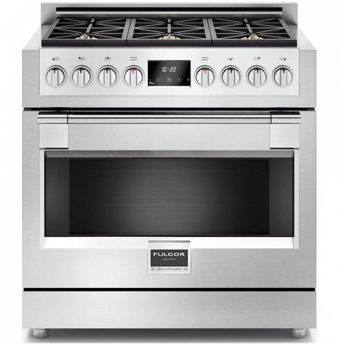 Fulgor Milano FF36GG gas fornuis met gasoven + FH36 afzuigka, Witgoed en Apparatuur, Fornuizen, 60 cm of meer, Vrijstaand, 5 kookzones of meer