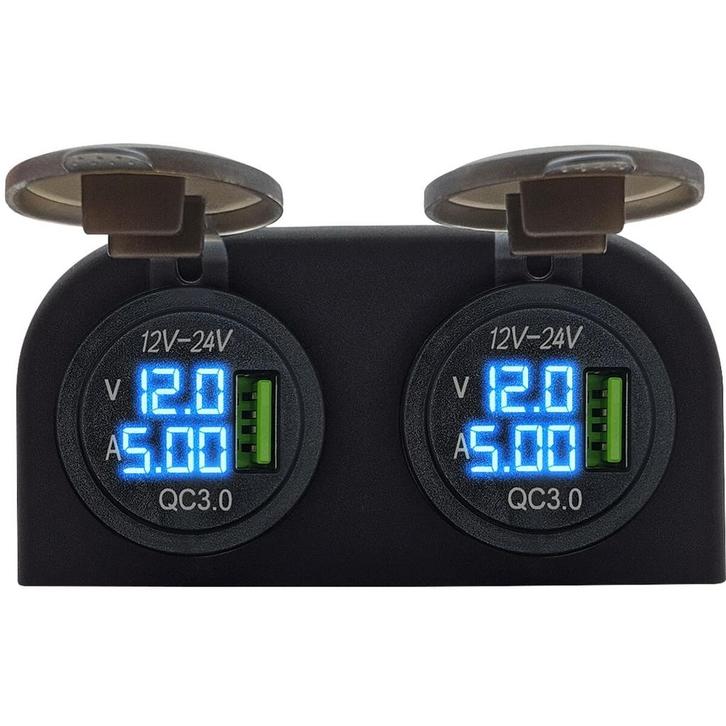 ProRide 12V USB Stopcontact met Voltmeter/Ampèremeter -, Doe-het-zelf en Verbouw, Elektra en Kabels, Nieuw, Verzenden