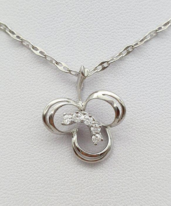 Halsketting - 18 karaat Witgoud - 0.15ct. tw. Diamant, Sieraden, Tassen en Uiterlijk, Kettingen