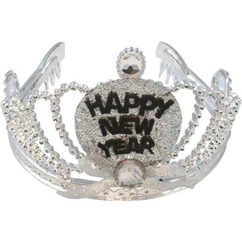 Happy New Year Kroontje Zilver met lampjes, Hobby en Vrije tijd, Feestartikelen, Nieuw, Verzenden