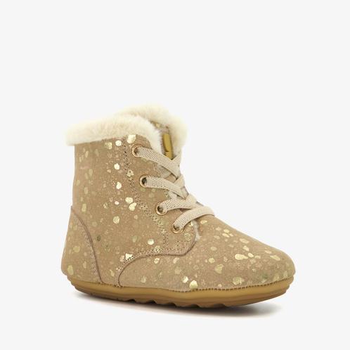 Groot leren babyschoenen beige met gouden vlokken maat 18, Kinderen en Baby's, Babykleding | Overige, Nieuw, Verzenden