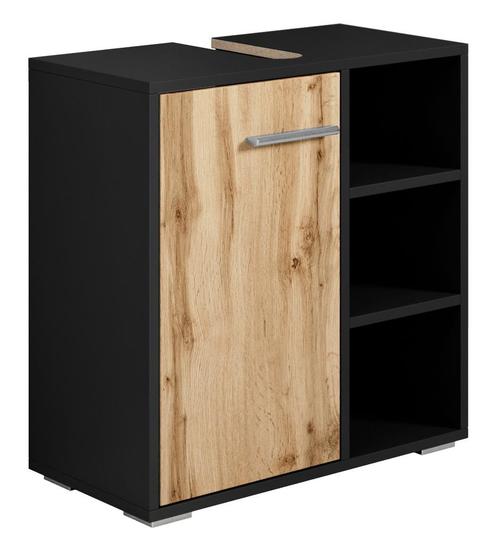 Wastafelkast Neptunus 60 x 28 x 60 cm Eiken Zwart, Huis en Inrichting, Badkamer | Badkamermeubels, Nieuw, Wastafelkast, Verzenden