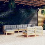 vidaXL 9-delige Loungeset met grijze kussens grenenhout, Verzenden, Nieuw, Meer dan 8 zitplaatsen, Loungeset
